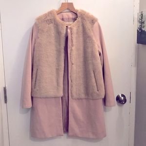 Zara Basic Faux Fur Powder Pink Jacket Size Medium